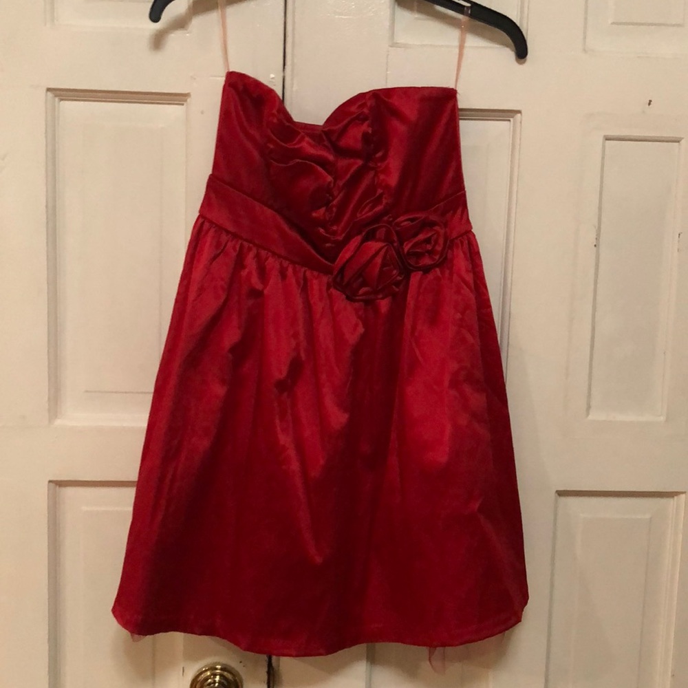 Strapless Dress with Two Roses